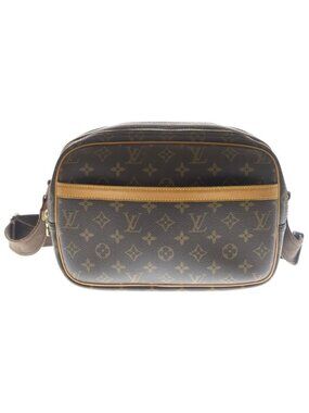 Louis Vuitton Monogram Reporter PM Shoulder Bag Brown Leather Gold